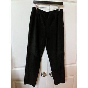 Vintage Danier Leather Pants Womens 12 Black Suede Trousers 90s Y2K Western